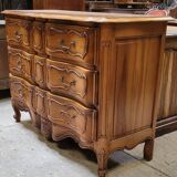 Louis XV style crossbow chest of drawers stamped in solid cherry wood
