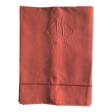 Drap Ancien En Lin Et Coton Rouge Chianti