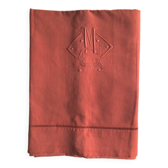 Antique Chianti Red Linen and Cotton Sheet