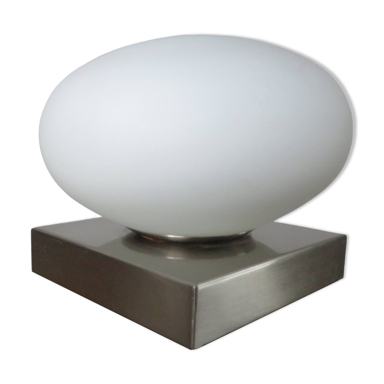 Lampe métal chromé et opaline années 80 90