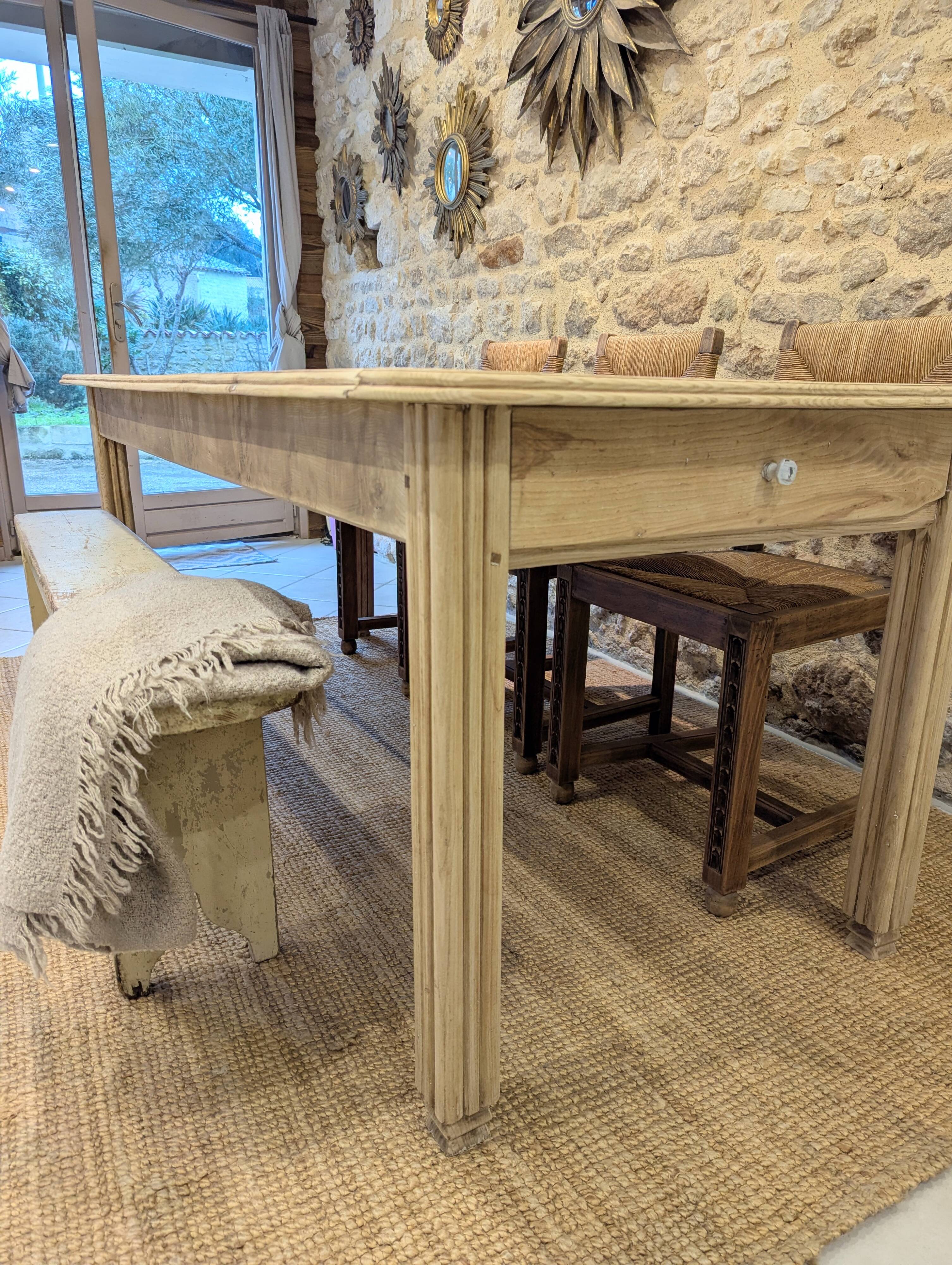 Old farmhouse table in elm