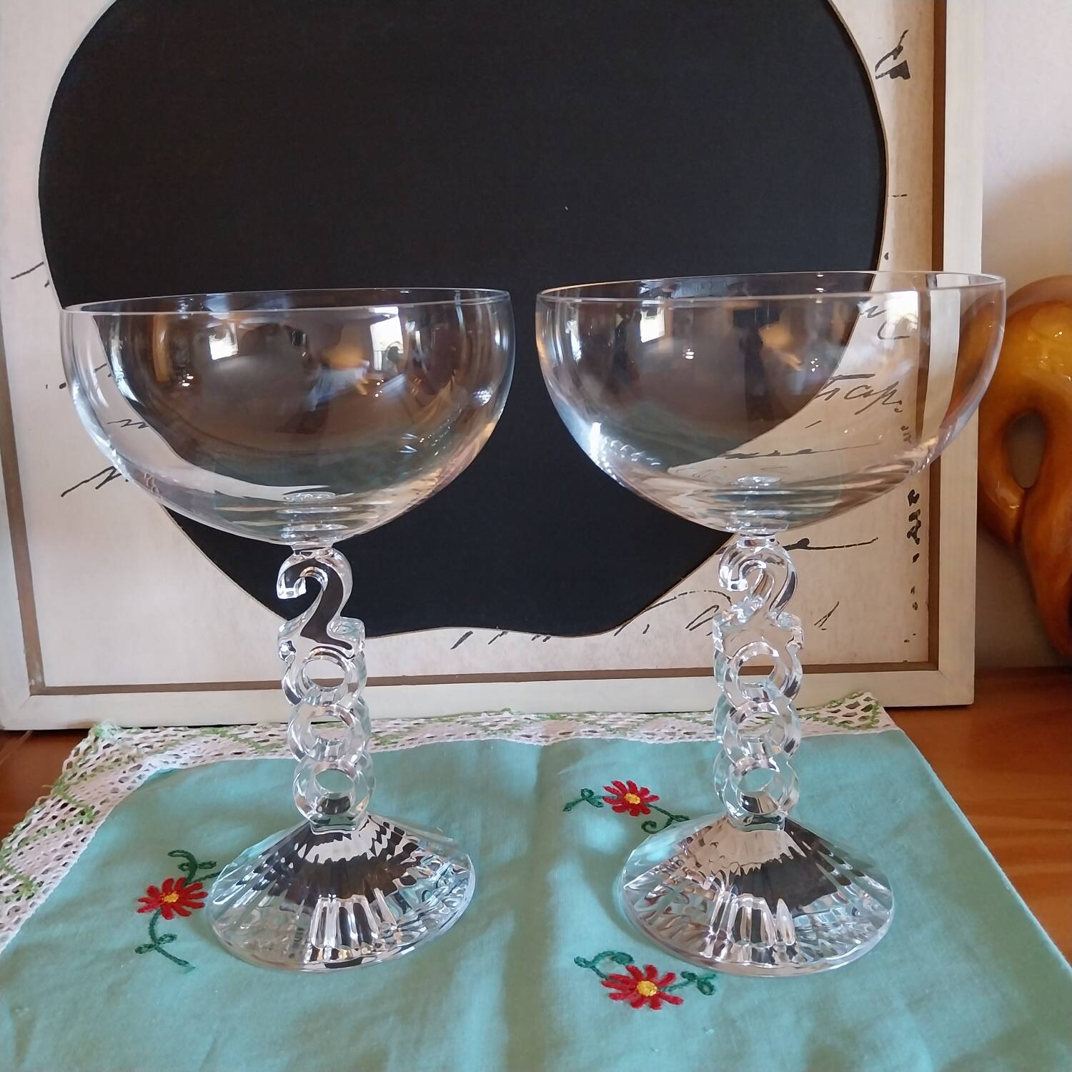 Large Arques crystal champagne glasses