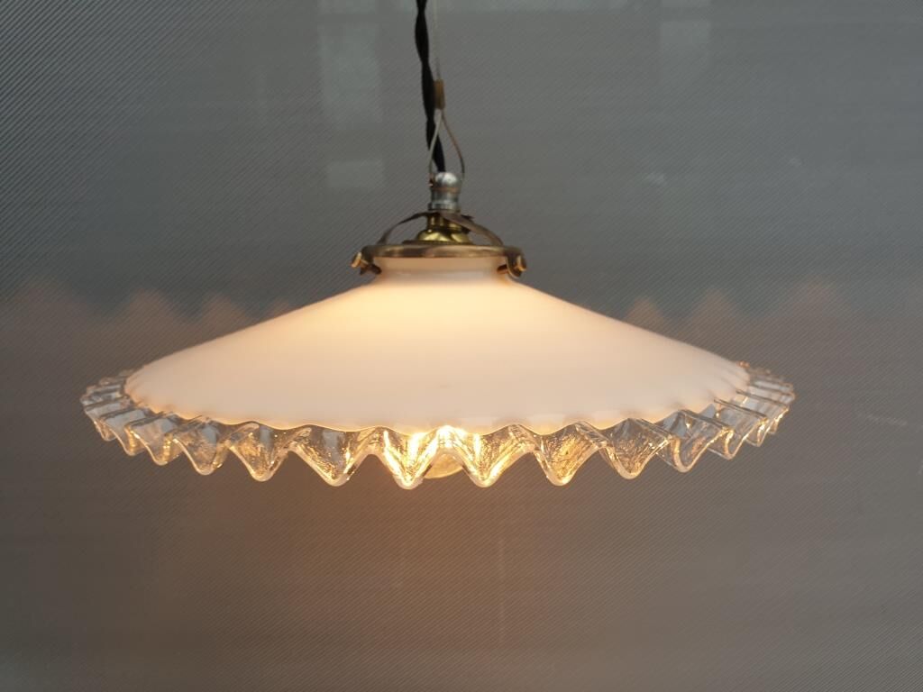 Art Deco ruffled opaline hanging