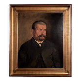 Oil on canvas portrait 19th century 1888 man with mustache by J. Abrol