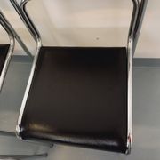 Set of 6 vintage Italian stackable chairs in chrome metal and skai.