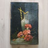 Old pitcher painting with carnations