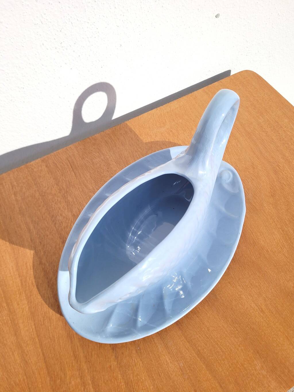 Vintage fish-shaped ceramic sauce boat