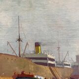 HSP Marine Orientalist port boat signed around 1950 + frame