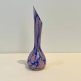 Blue and pink blown glass soliflore vase, La Rochère Murano style