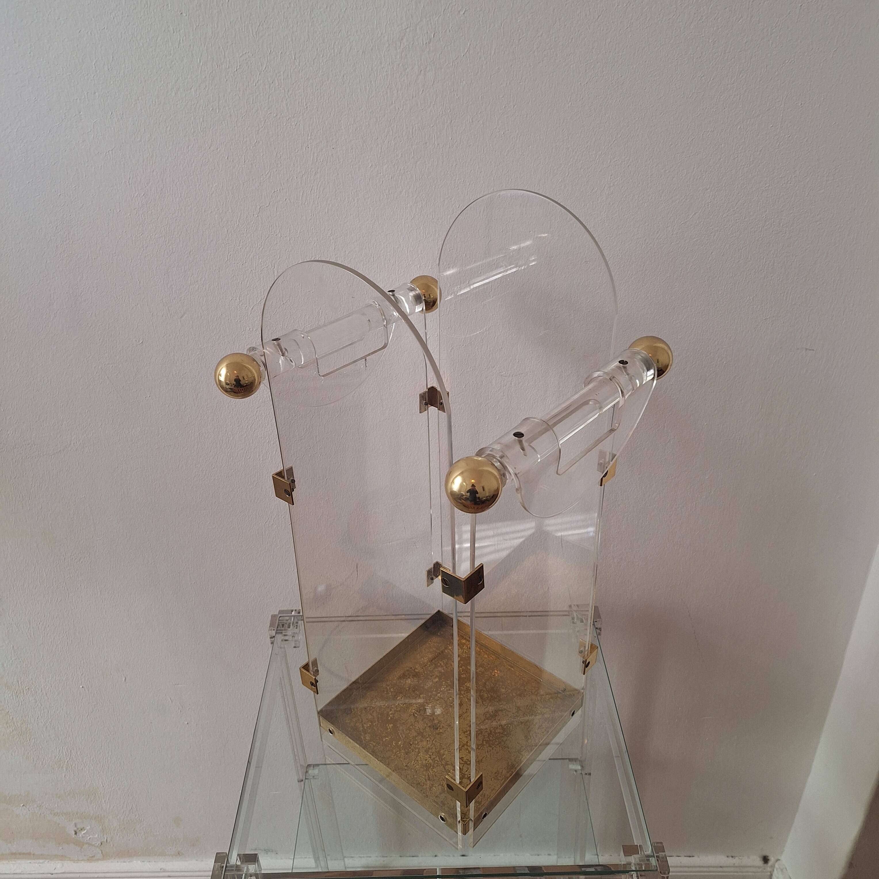 Fontana Arte inspired lucite / acrylic and brass umbrella stand, 1970s