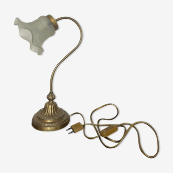 Gooseneck brass table lamp with tulip