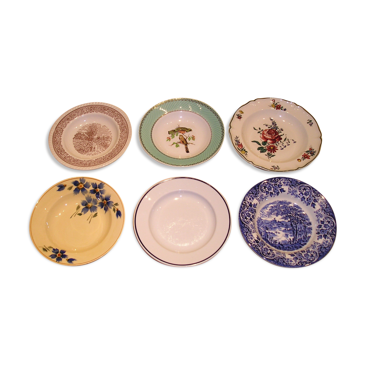 Set of 6 different hollow plates