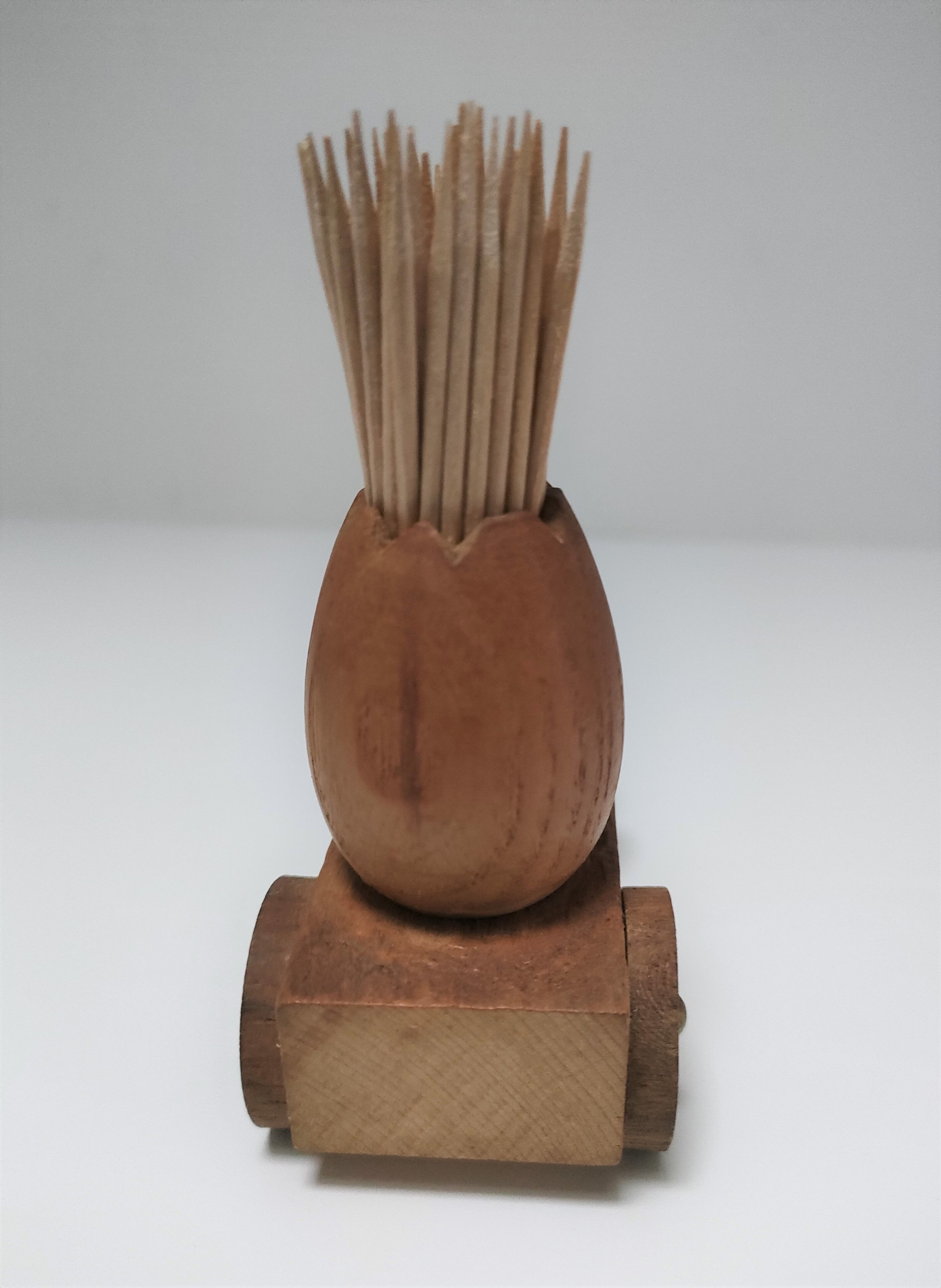 Two door peaks aperitif zoomorphic fish bird solid wood vintage design