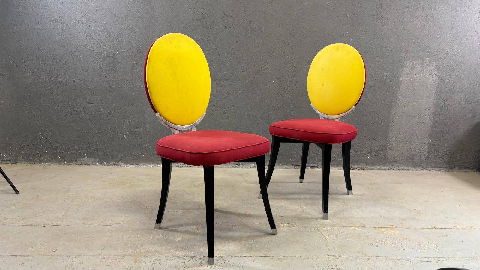 Pair of medallion chairs, Funny Valentine model, by Jean-Charles de Castelbajac, 20th century