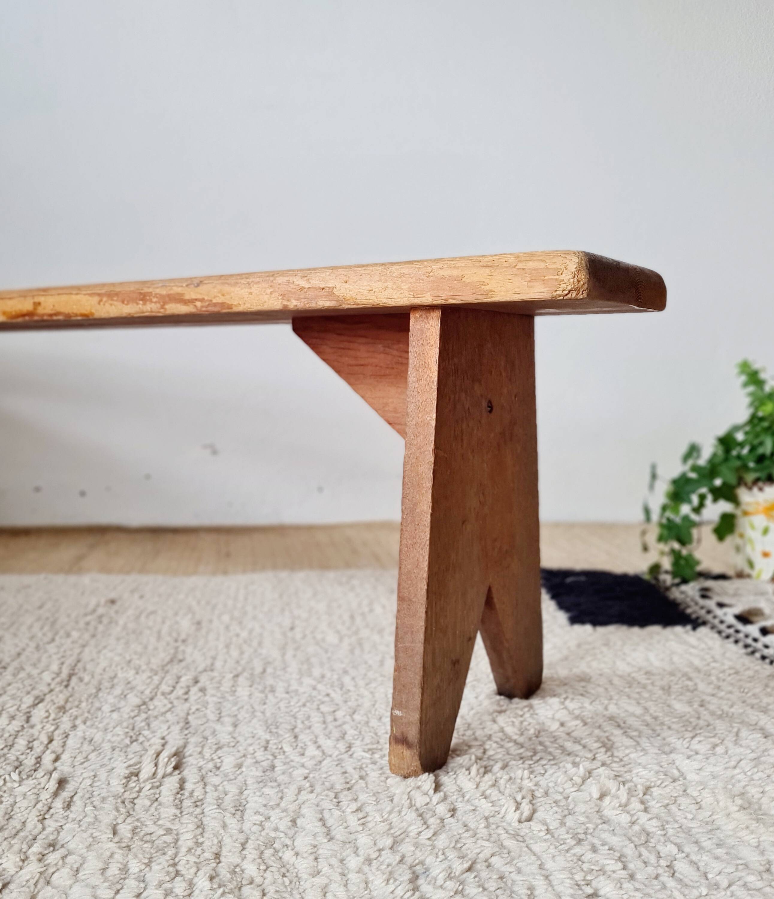 Old farmhouse bench in solid wood - 128 cm