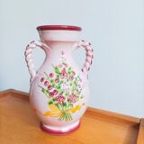 Double braided handle ceramic vase
