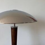 Lampe paquebot, champignon vintage en chrome et bois