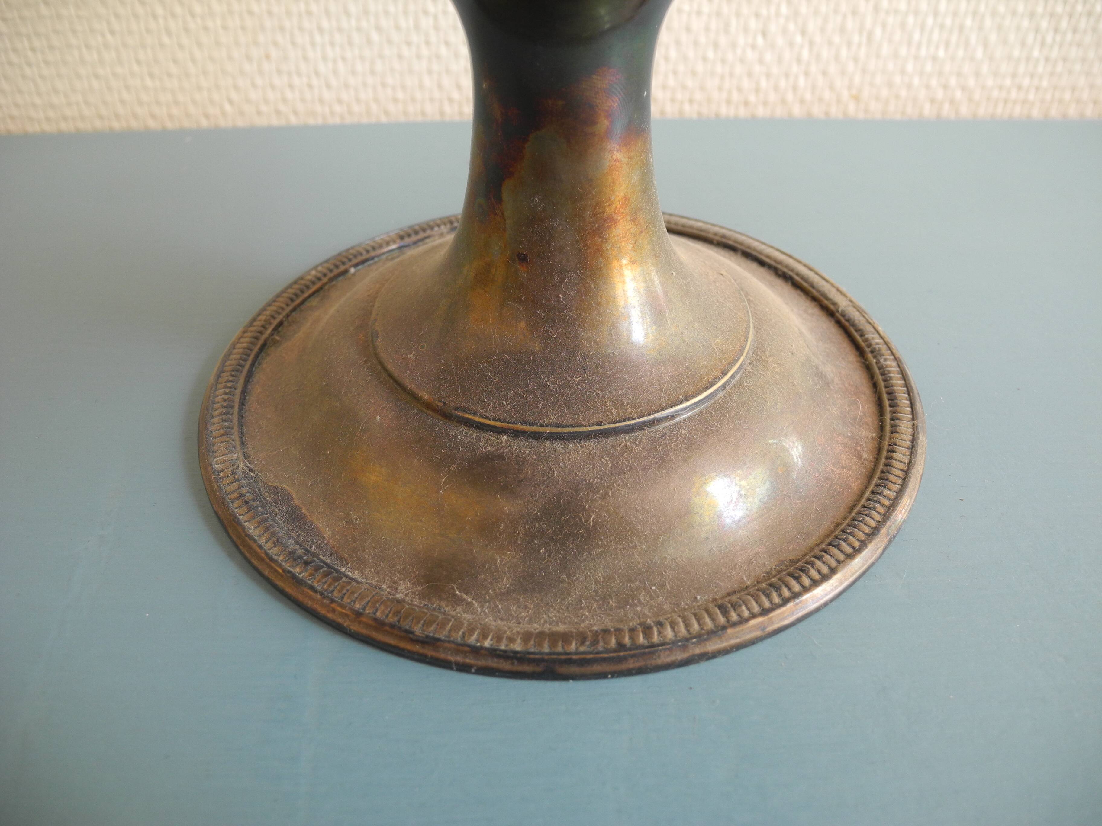 old silver-plated metal bowl cup shabby chic