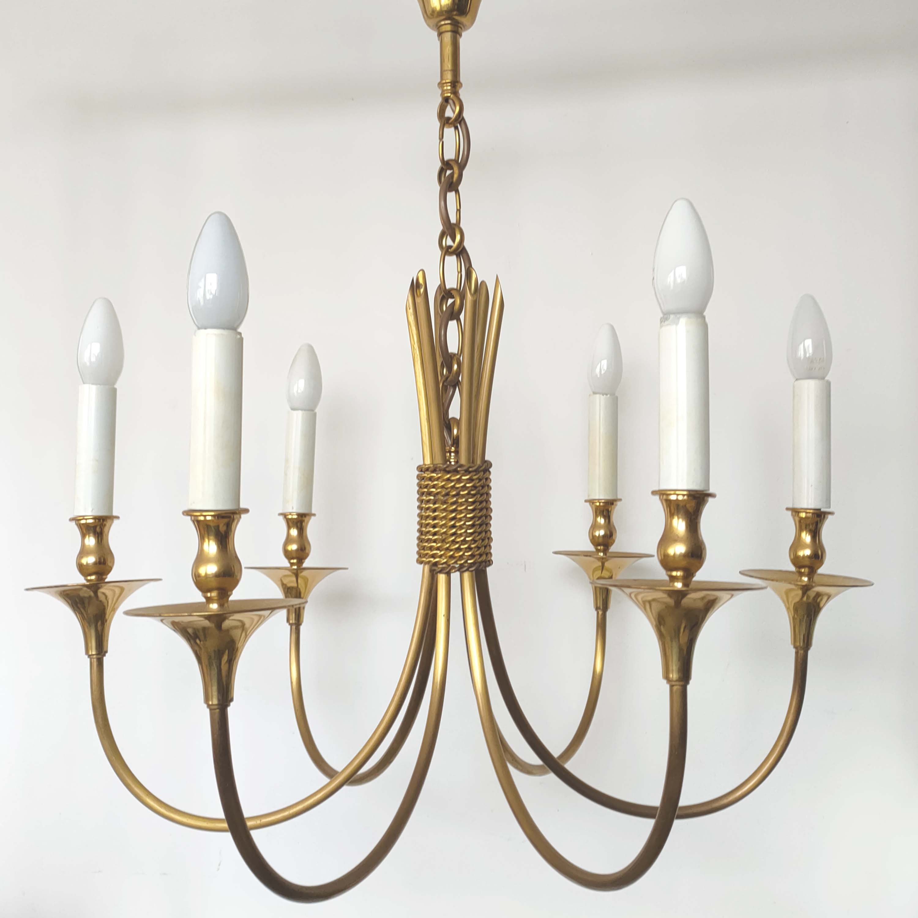 Lustre 6 brass lights