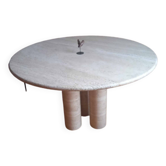 Travertine dining table - 1980, ligne roset