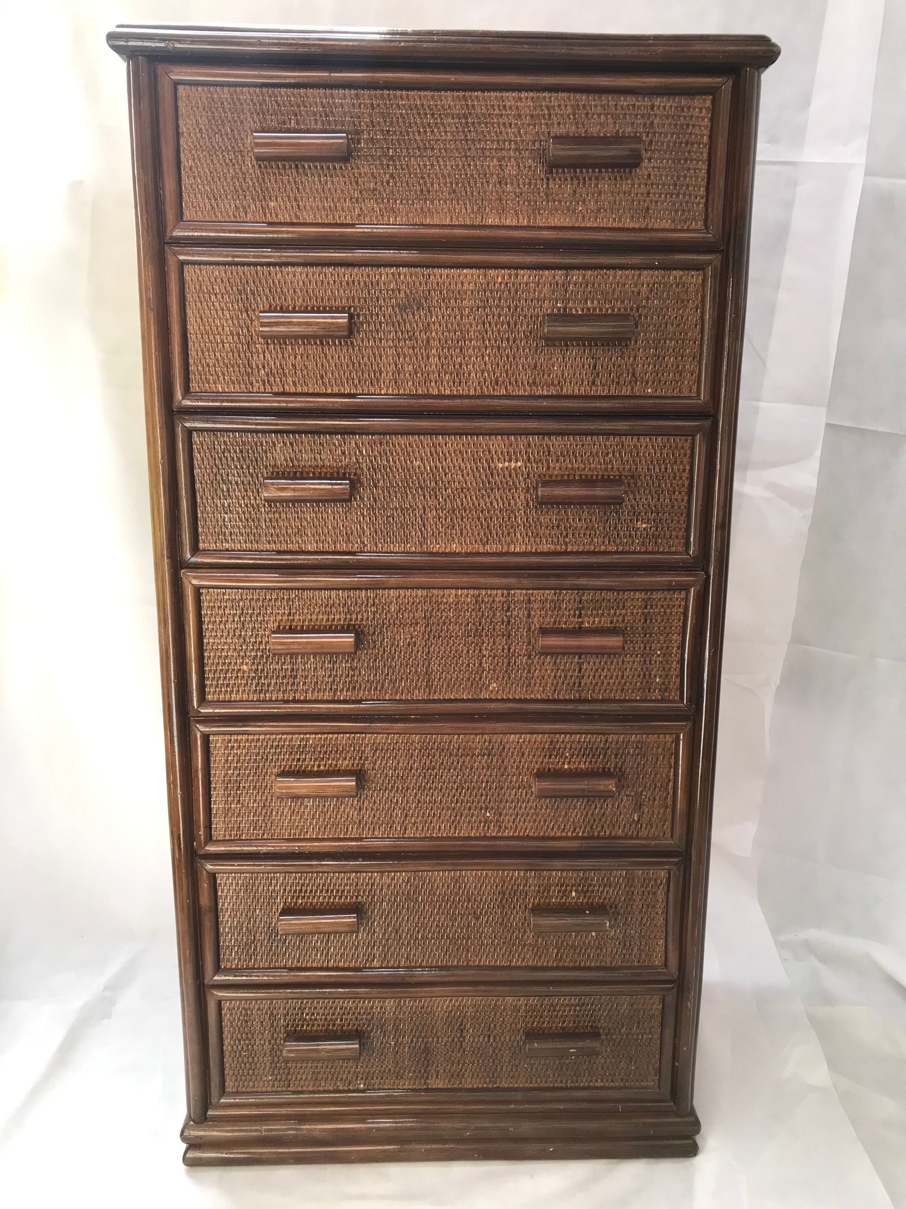 Rattan chest of drawers 7 drawers