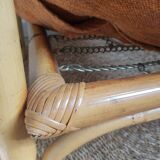 Vintage rattan and braided rope armchair