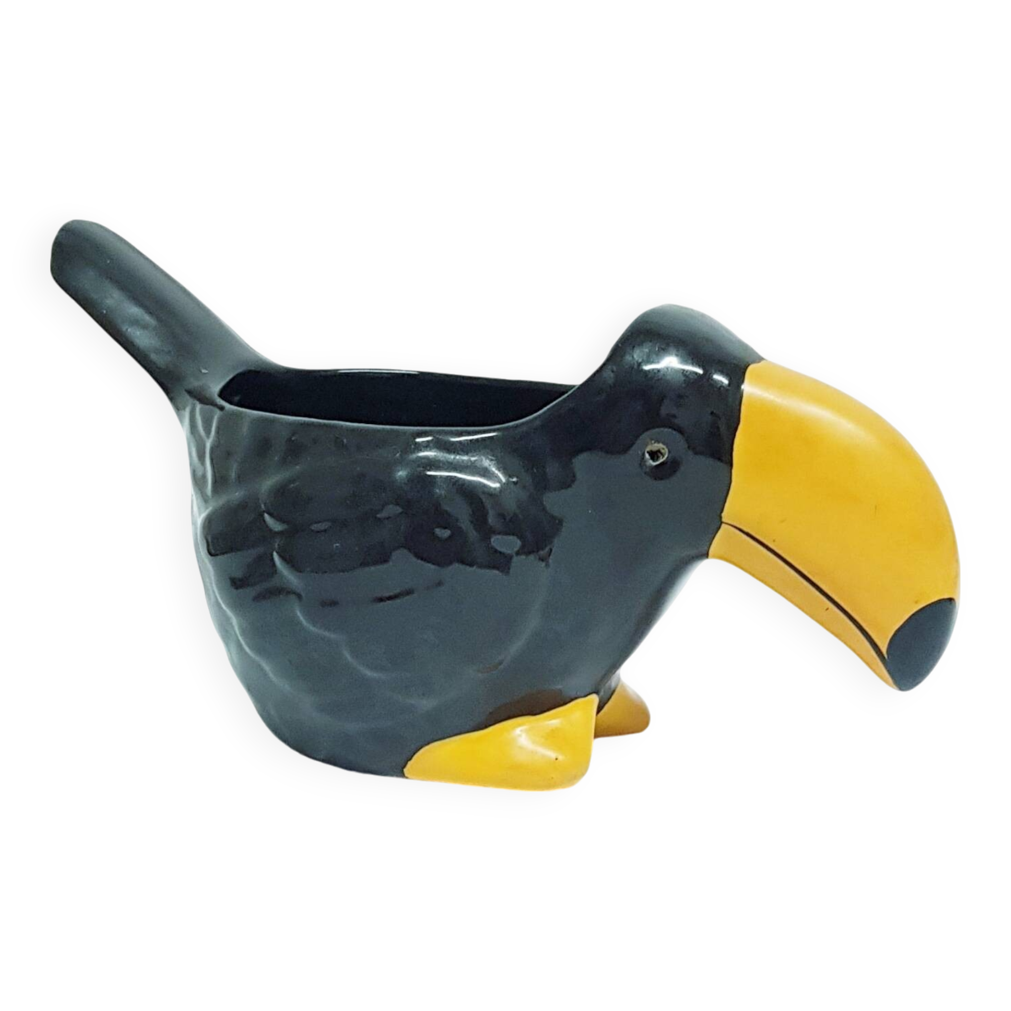 Cache-pot en céramique toucan vintage