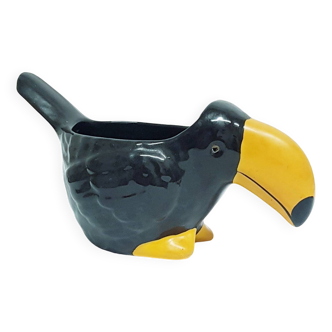 Cache-pot en céramique toucan vintage