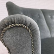 1960s, 3-seater Danish sofa, green furniture velour.