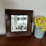 Bevelled mercury mirror with a wooden frame