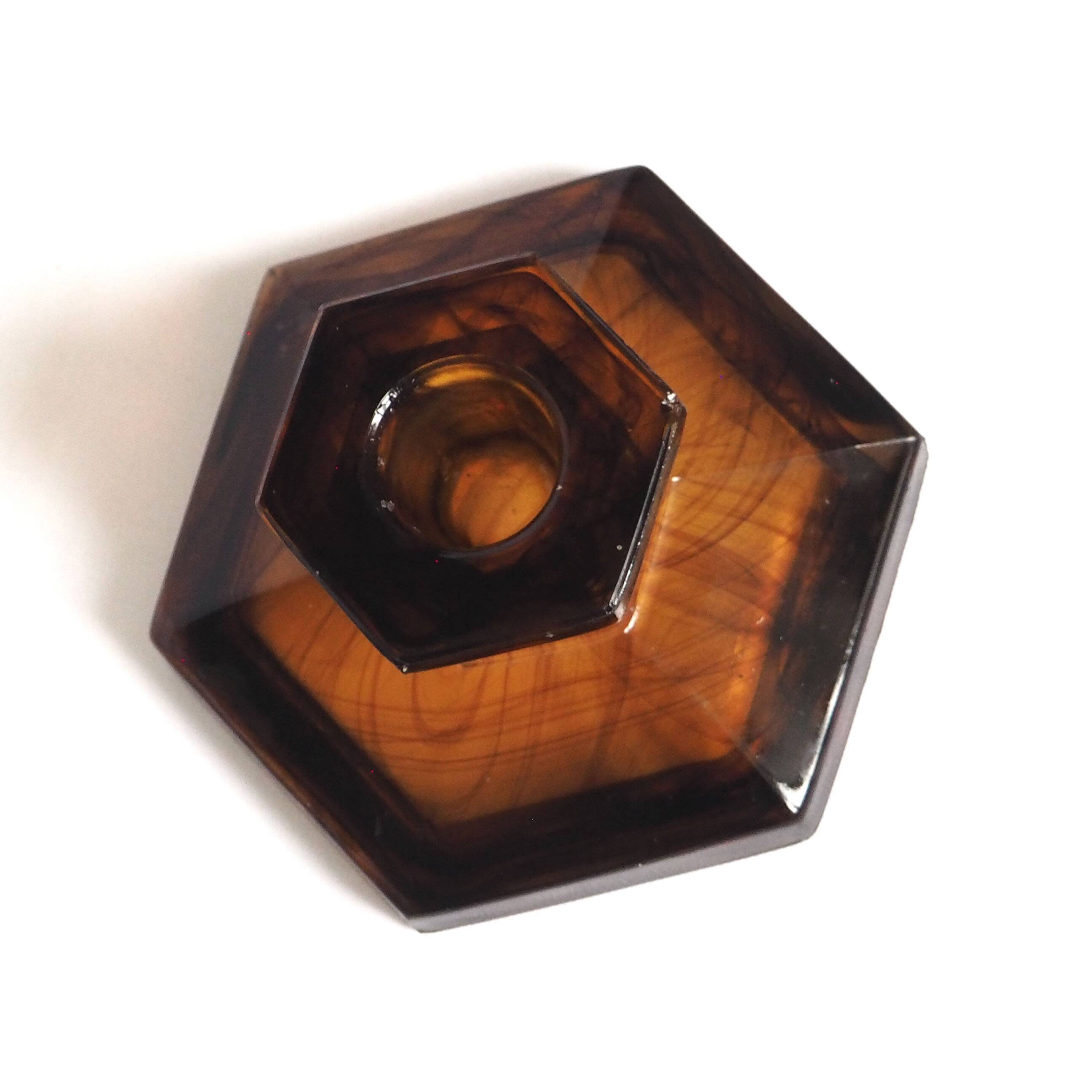 Davidson amber glass candle holder