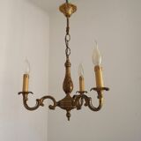 Lustre 3 feux ancien en bronze, France