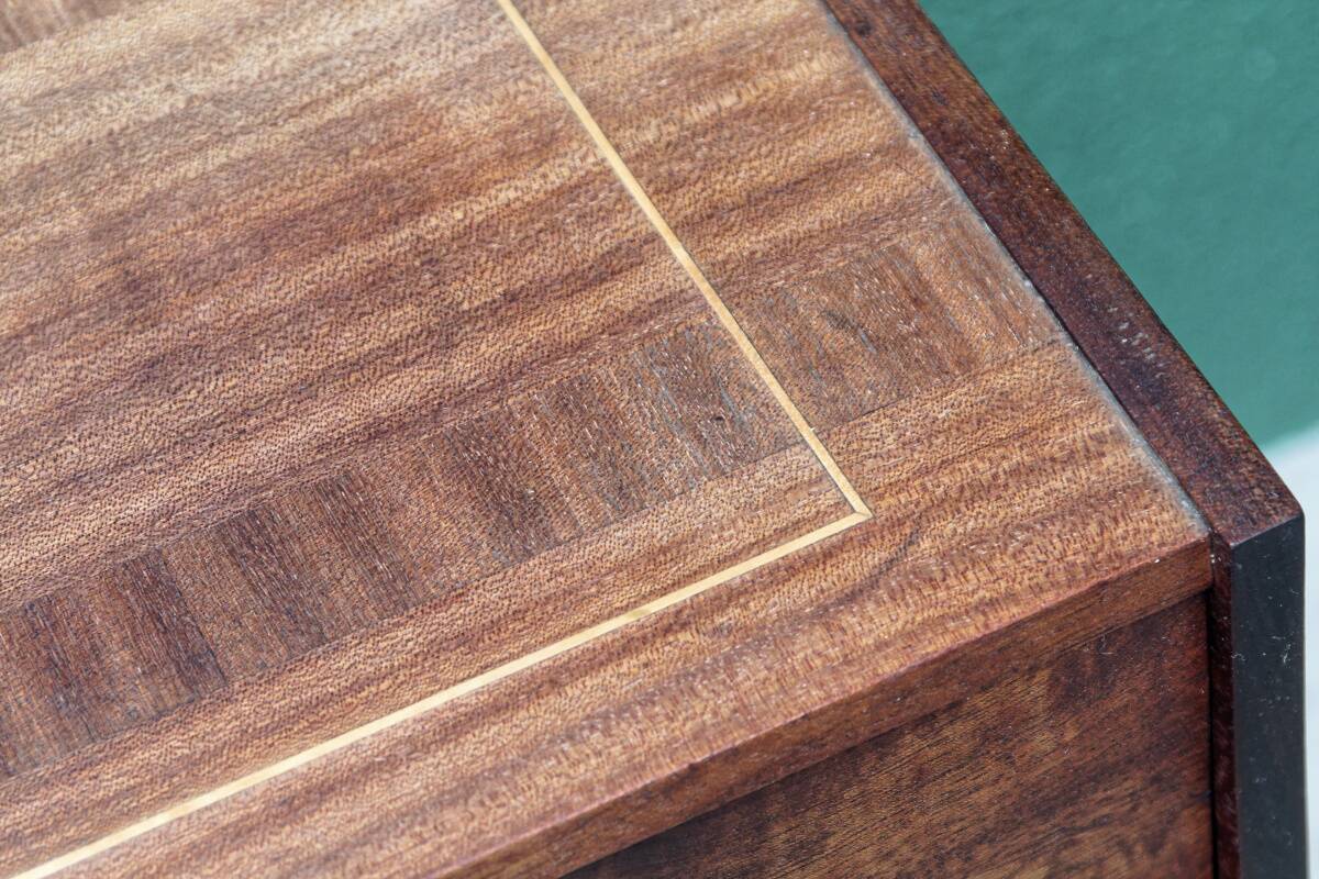 Table de chevet, teck et palissandre