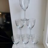 Set of 6 crystal wine glasses engraved 30s