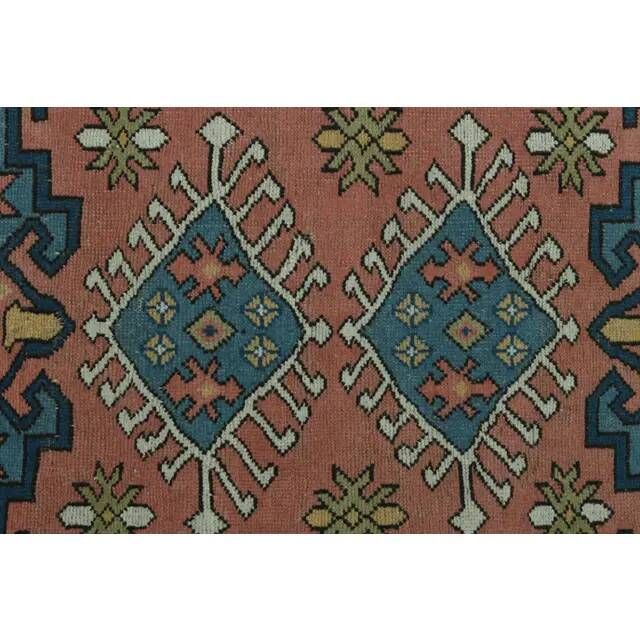 1970s Vintage Turkish Oushak Handmade Wool Cotton Orange  Area Rug 136x192