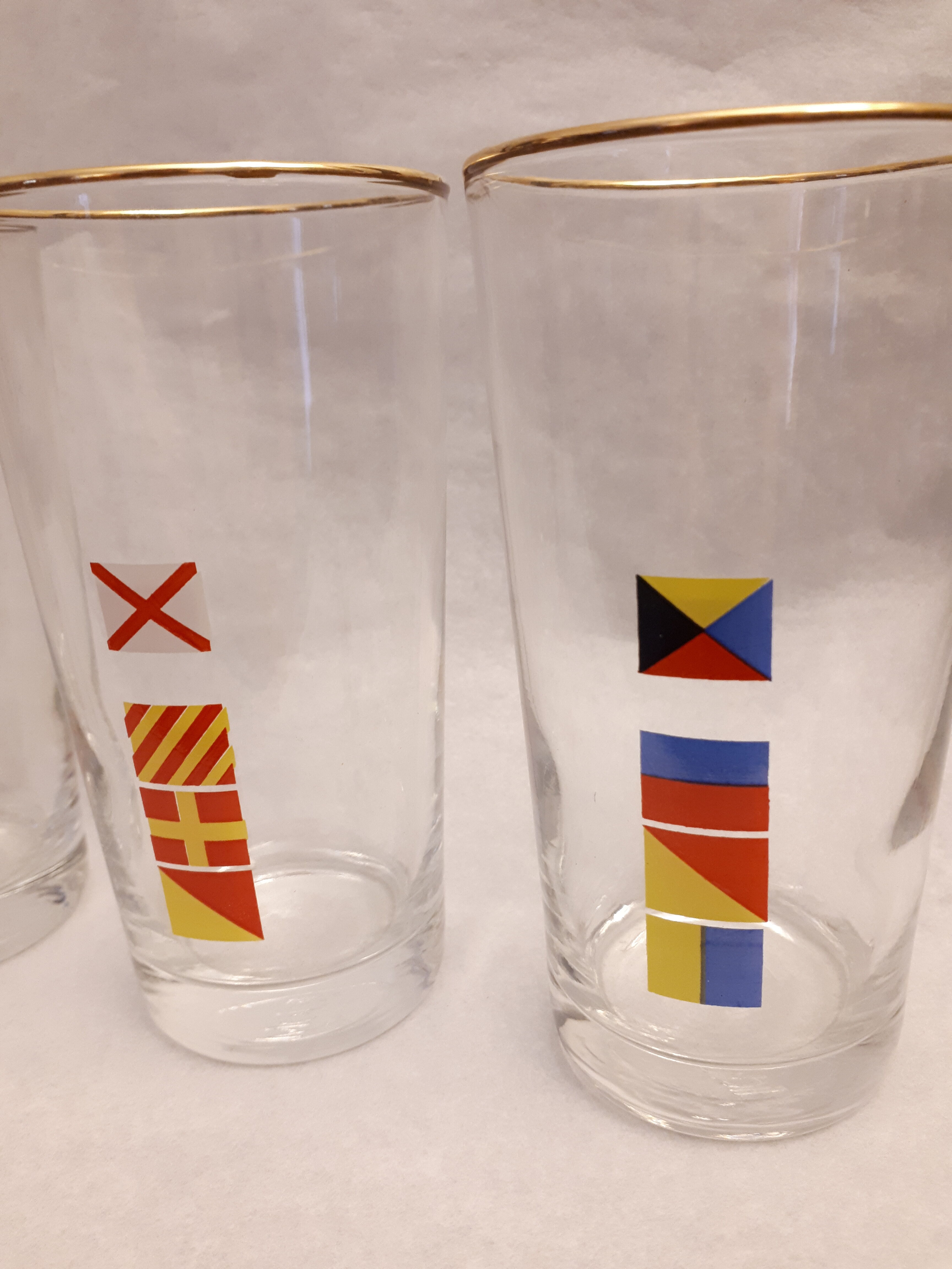 Lot 5 orangeade glasses decorating vintage poppy flags 1970 mobil