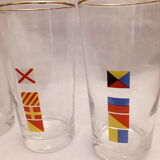 Lot 5 orangeade glasses decorating vintage poppy flags 1970 mobil