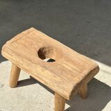 Side table in blond teak openwork tray