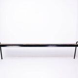 Banc en bois et métal tubulaire noir, 1950