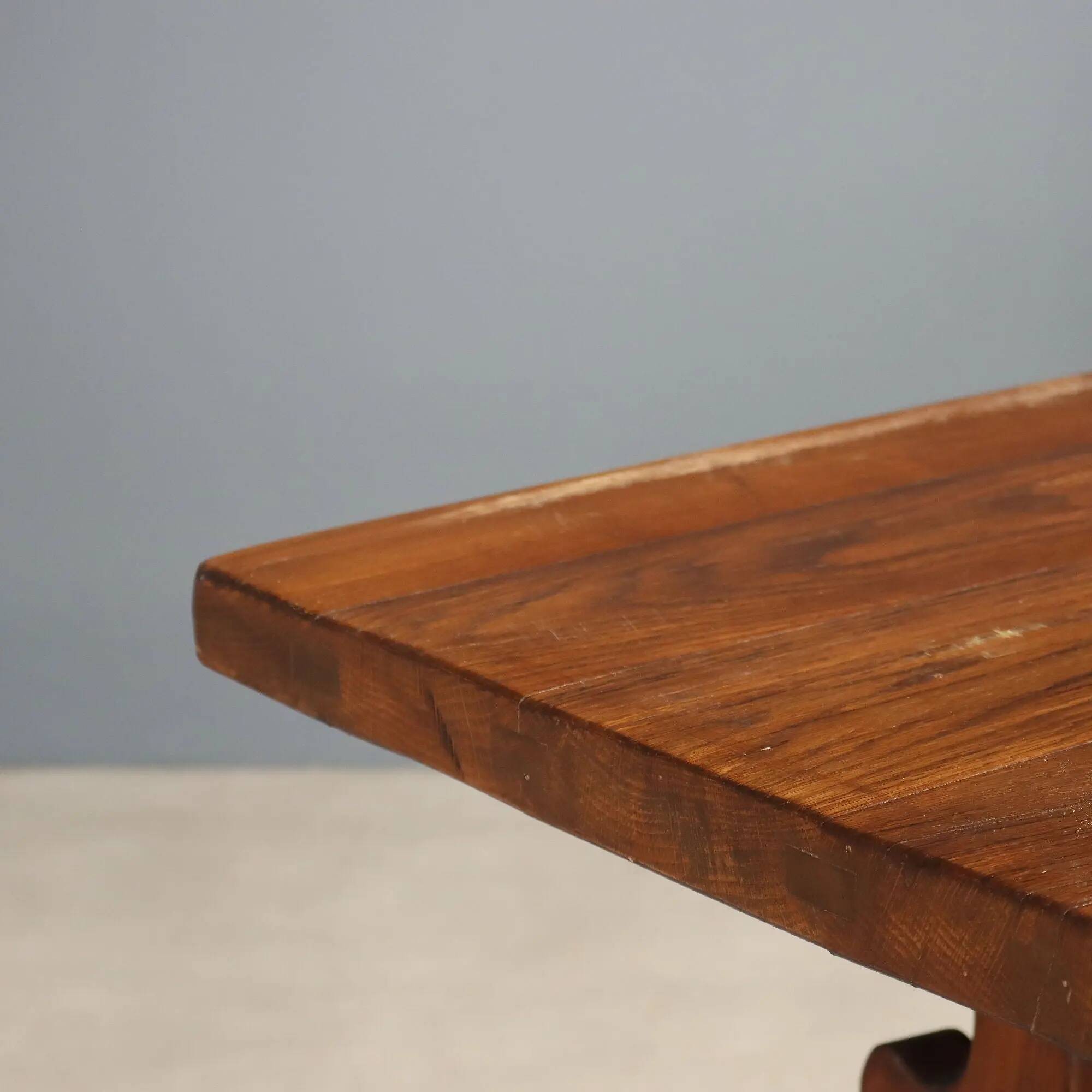 Old refectory table in stained walnut oak, Italy, 20th century
