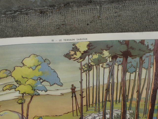 School poster Rossignol collection 50s, N° 17 and 18 the sandy and clayey terrain