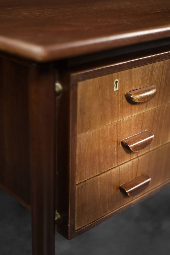 Mid-Century Danish Scandinavian Modern Teak Bilateral Desk with Drawers, 1960s