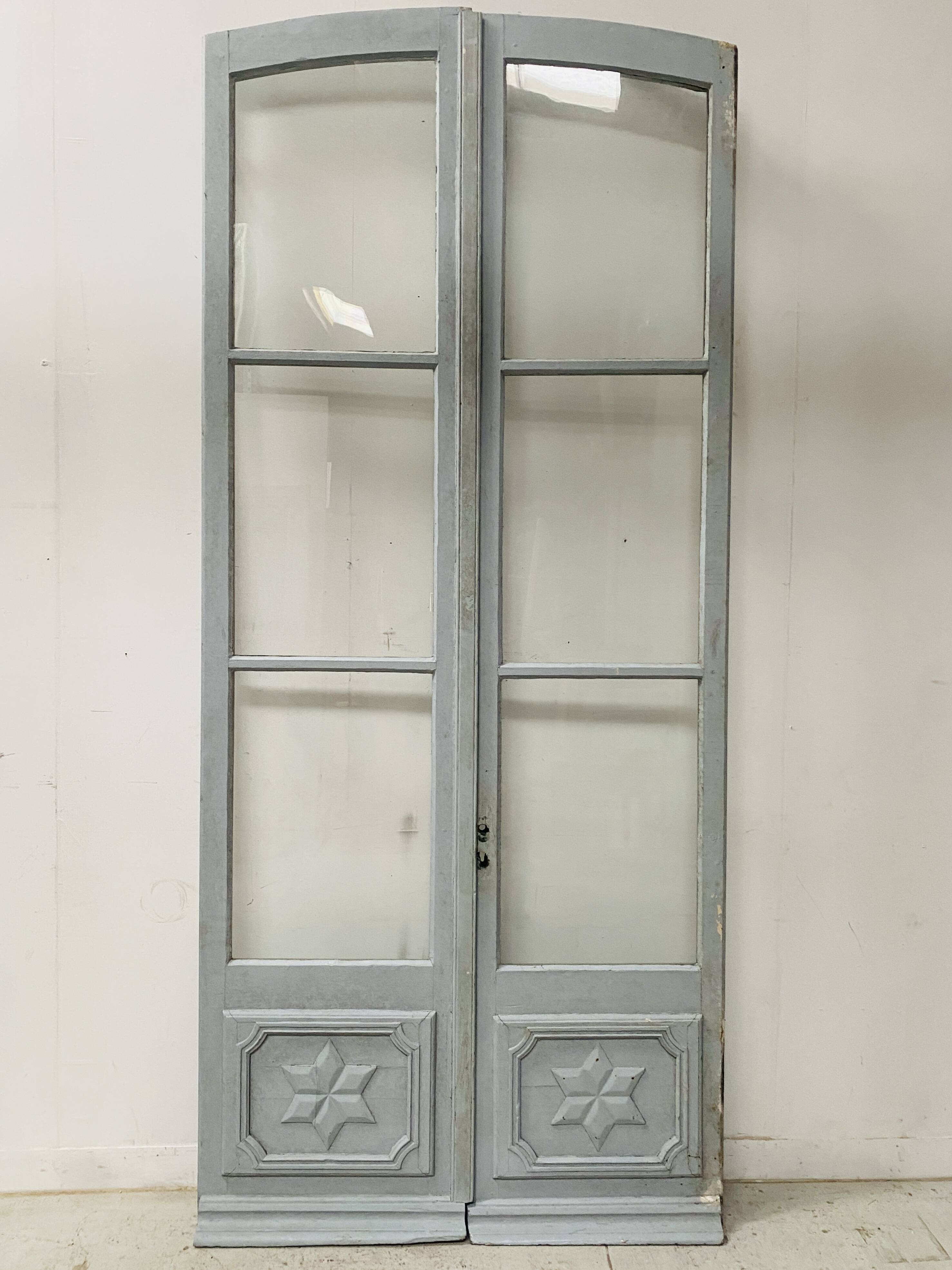 Double portes de passage en bois patiné XIX siècle