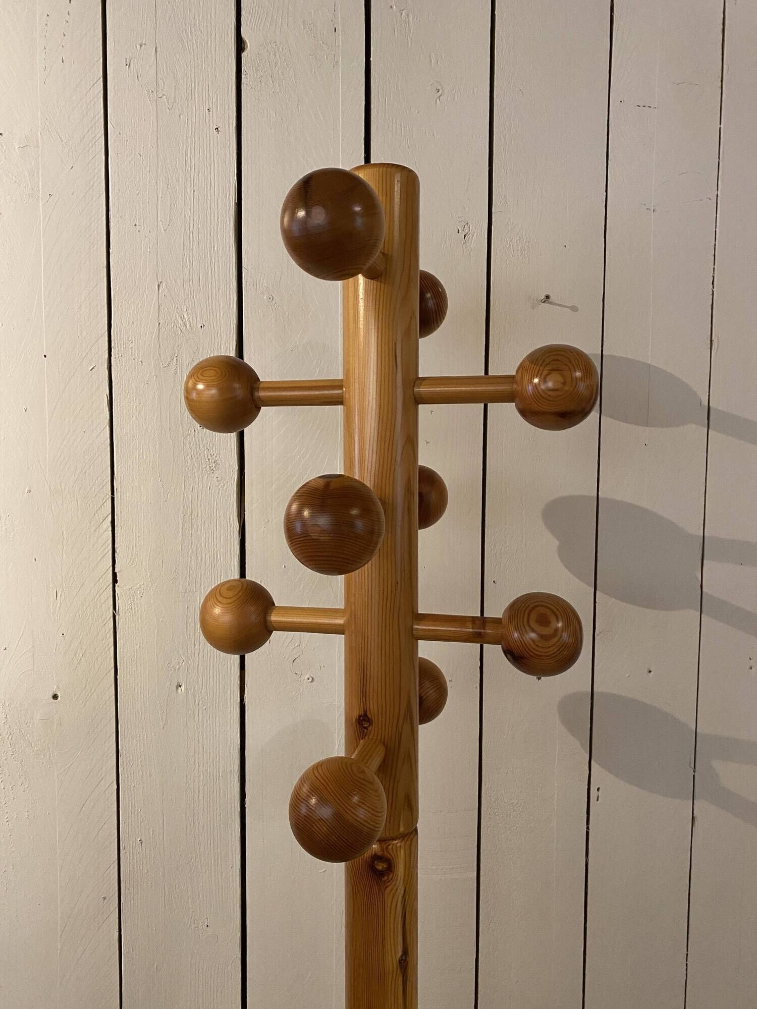 1970s pine coat rack, Scandinavian design
