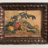 Oil on canvas by M. Rery still life with fruits and vegetables 20th century