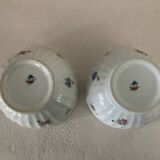 2 Antique Faceted Bowls with Small Flower Pattern PL France
