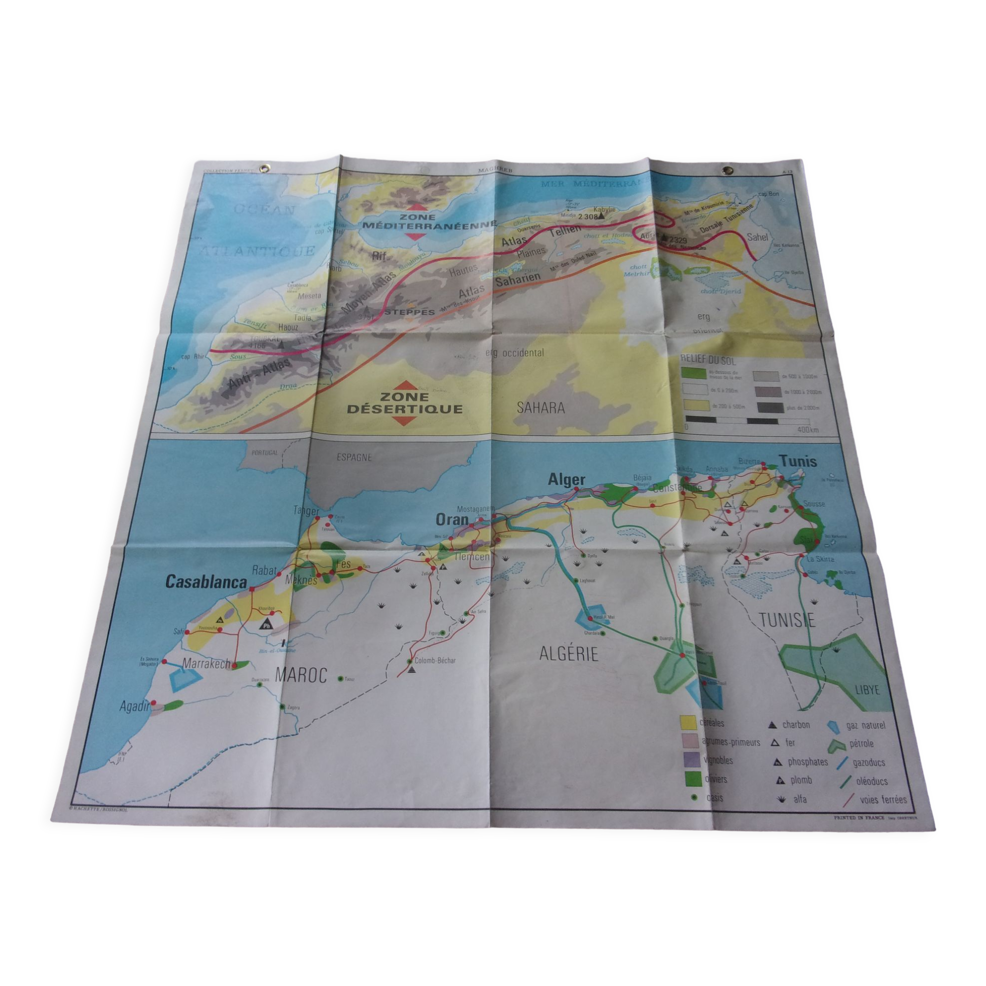 Vintage school map Maghreb / Nile Country