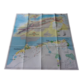 Vintage school map Maghreb / Nile Country