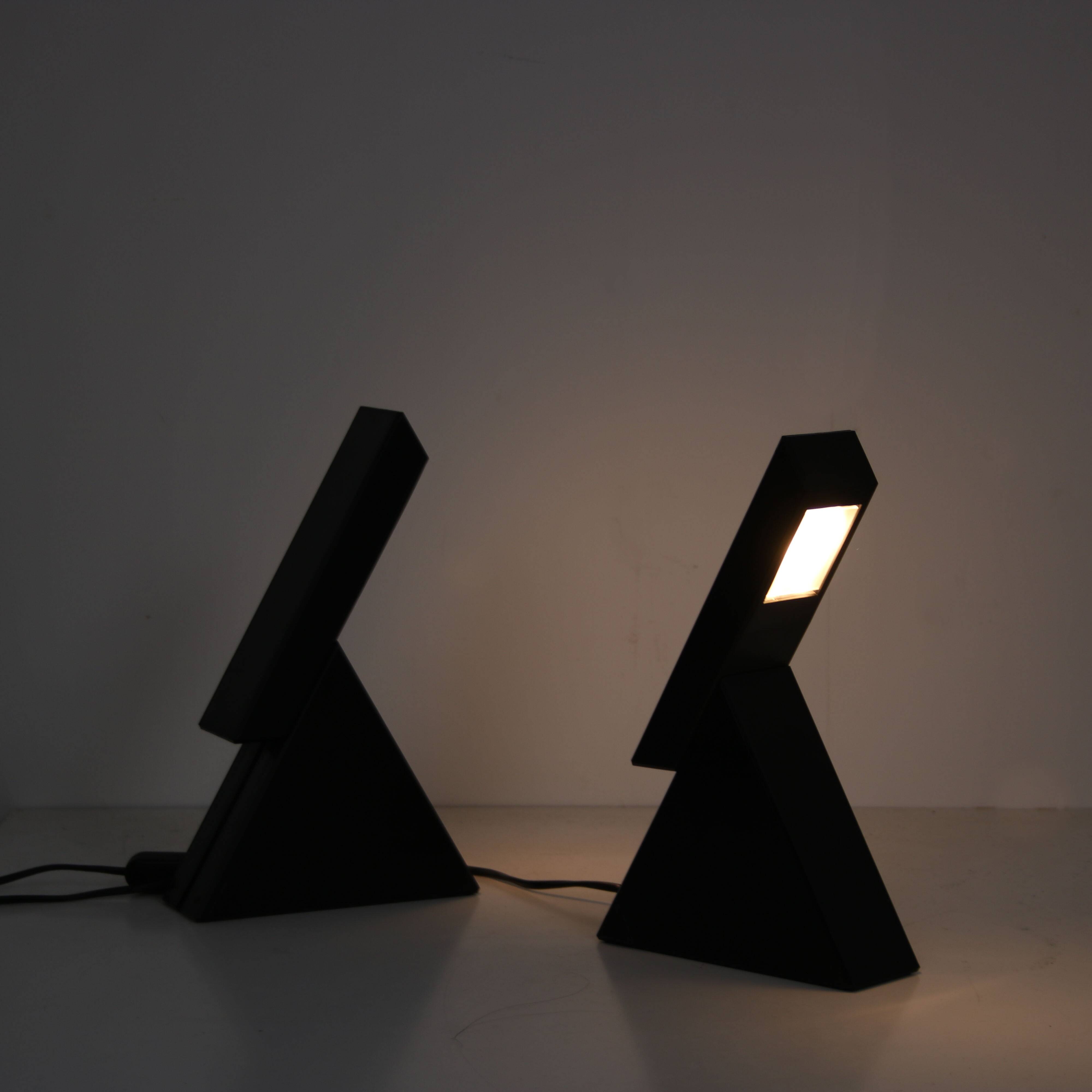 1980s Pair of “Delta” table lamps by Mario Bertorella for JM RDM, Italy