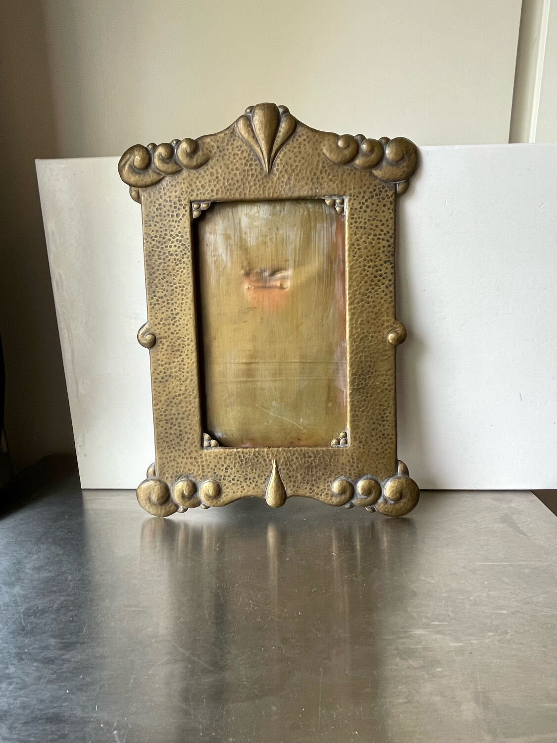 Art nouveau brass metal frame